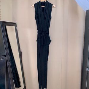 V Neck Black Tank Stretchy Jumpsuit